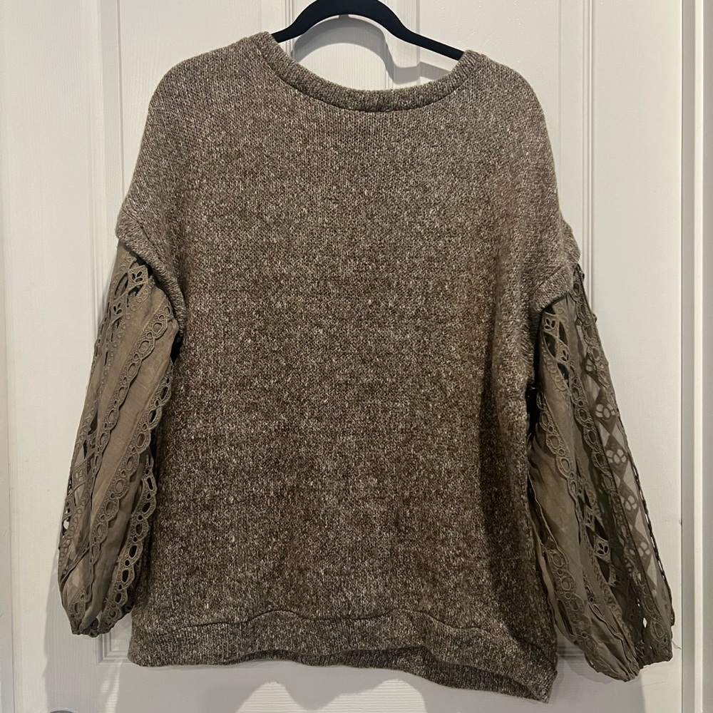 Gimmicks BKE Sweater Womens Knit Wool Blend Lace Oversized Boho Cottage Medium